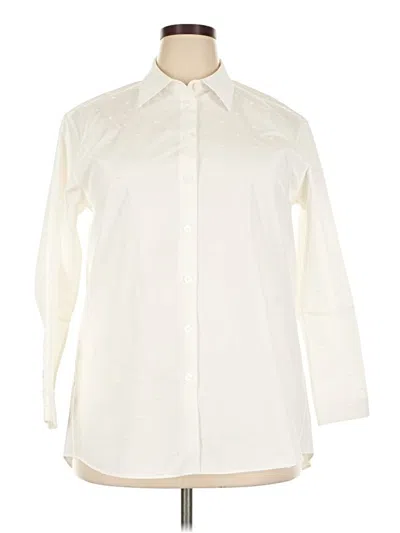 Lafayette 148 3/4 Sleeve Button Down Shirt In White