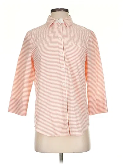 Pre-owned Lafayette 148 3/4 Sleeve Button Down Shirt In Orange