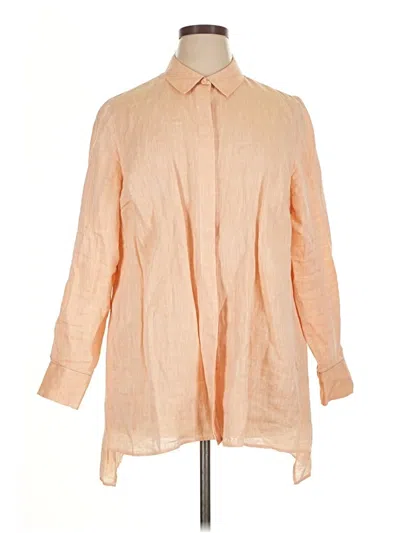 Pre-owned Lafayette 148 3/4 Sleeve Button Down Shirt In Orange