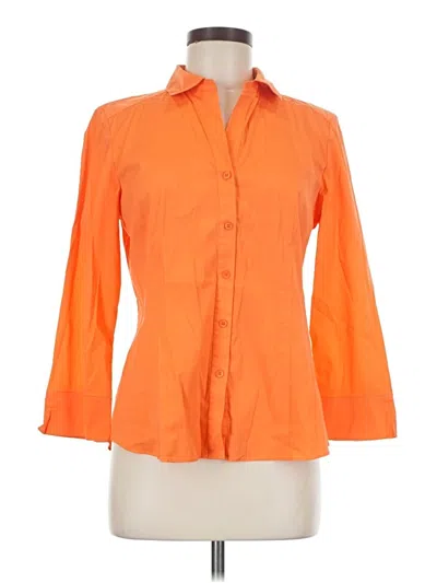 Pre-owned Lafayette 148 3/4 Sleeve Button Down Shirt In Orange