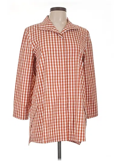 Pre-owned Lafayette 148 3/4 Sleeve Button Down Shirt In Orange