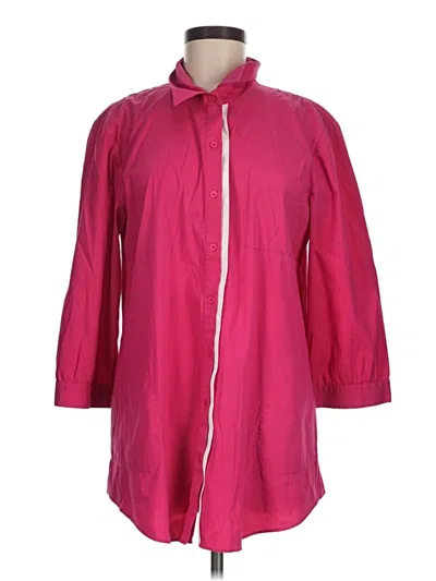 Pre-owned Lafayette 148 3/4 Sleeve Button Down Shirt In Pink