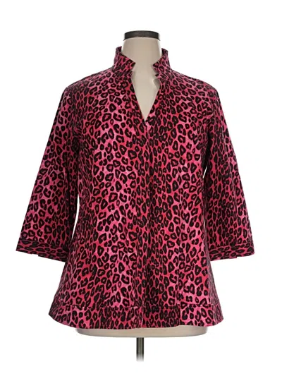 Pre-owned Lafayette 148 3/4 Sleeve Button Down Shirt In Pink