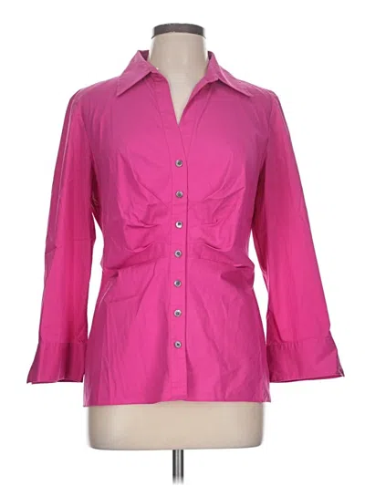 Pre-owned Lafayette 148 3/4 Sleeve Button Down Shirt In Pink