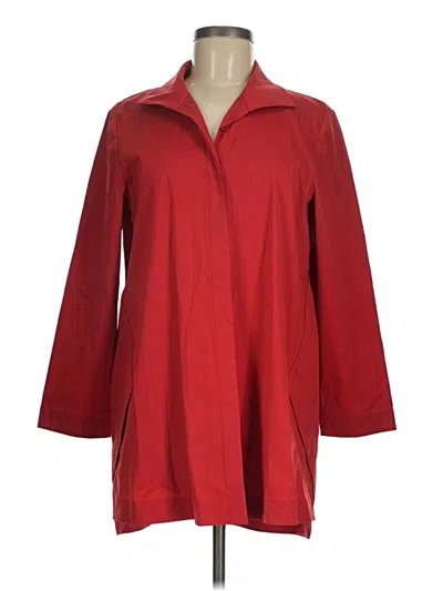 Pre-owned Lafayette 148 3/4 Sleeve Button Down Shirt In Red