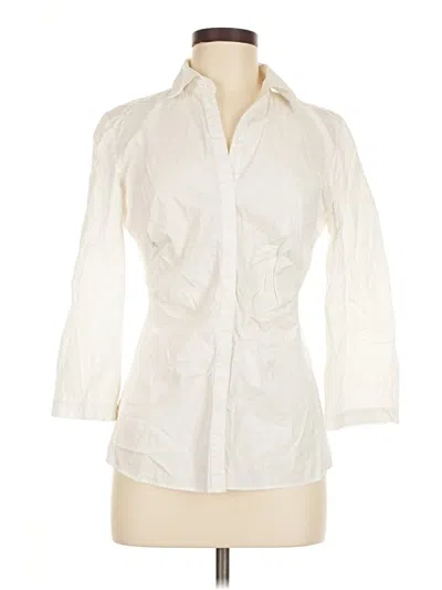 Pre-owned Lafayette 148 3/4 Sleeve Button Down Shirt In White