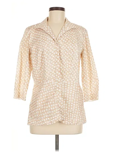 Pre-owned Lafayette 148 3/4 Sleeve Button Down Shirt In White