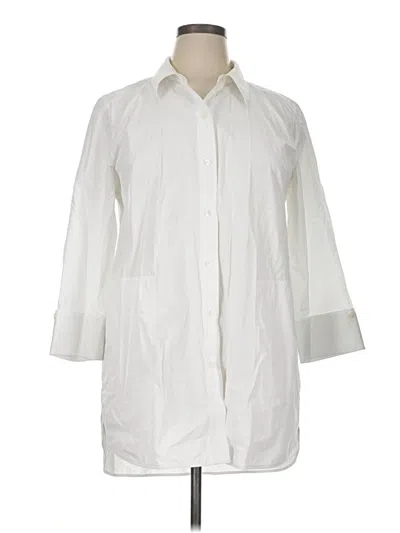 Pre-owned Lafayette 148 3/4 Sleeve Button Down Shirt In White
