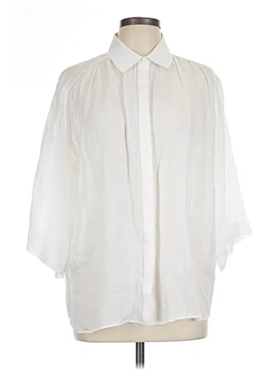 Pre-owned Lafayette 148 3/4 Sleeve Button Down Shirt In White