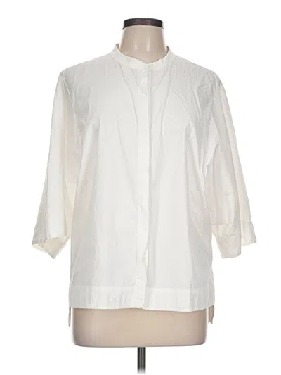 Pre-owned Lafayette 148 3/4 Sleeve Button Down Shirt In White