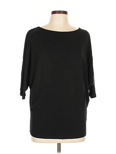 Pre-owned Lafayette 148 3/4 Sleeve Top Black Boatneck Tops