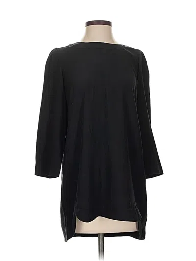 Pre-owned Lafayette 148 3/4 Sleeve Top Black Boatneck Tops