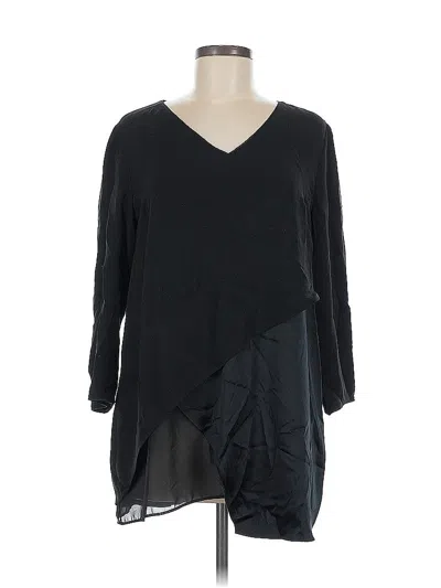 Pre-owned Lafayette 148 3/4 Sleeve Top Black V Neck Tops