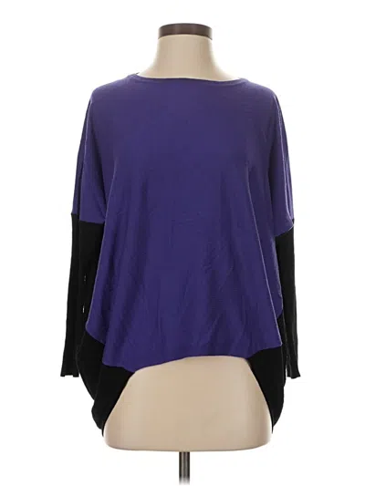 Pre-owned Lafayette 148 3/4 Sleeve Top Purple Color Block Pattern Boatneck Tops