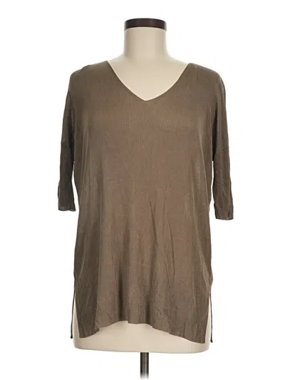 Pre-owned Lafayette 148 3/4 Sleeve T-shirt In Brown