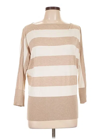 Pre-owned Lafayette 148 3/4 Sleeve T-shirt In Tan