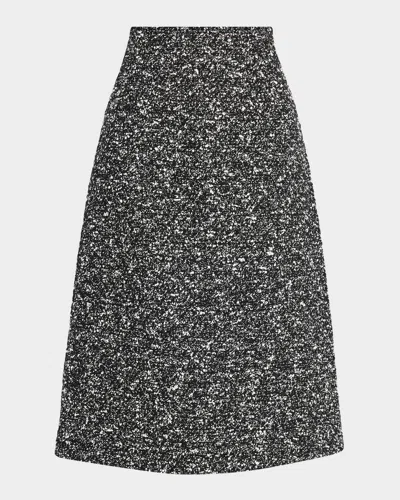 Lafayette 148 A-line Boucle Tweed Midi Skirt In Black