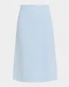 Lafayette 148 X The Morning Show A-line Crepe Weave Midi Skirt In Blue