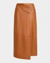 Lafayette 148 Nappa Lambskin Leather Asymmetric Panel Skirt In Copper