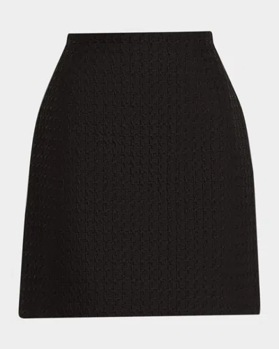 Lafayette 148 A-line Houndstooth Jacquard Mini Skirt In Black