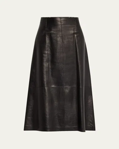 LAFAYETTE 148 A-LINE LEATHER MIDI SKIRT