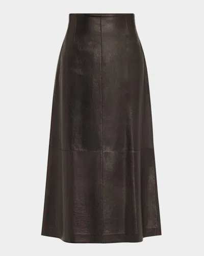 LAFAYETTE 148 A-LINE LEATHER MIDI SKIRT