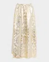 Lafayette 148 A-line Metallic Jacquard Maxi Skirt In Pearl Metallic