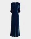 Lafayette 148 A-line Velvet Shawl Gown In Lido Blue