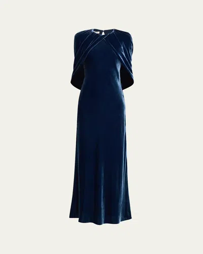 LAFAYETTE 148 A-LINE VELVET SHAWL GOWN