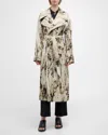 LAFAYETTE 148 ABSTRACT-PRINT BELTED TRENCH COAT