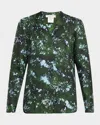 Lafayette 148 Abstract-print Silk Blouse In Multi