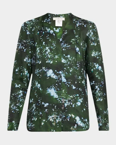 Lafayette 148 Abstract-print Silk Blouse In Multi