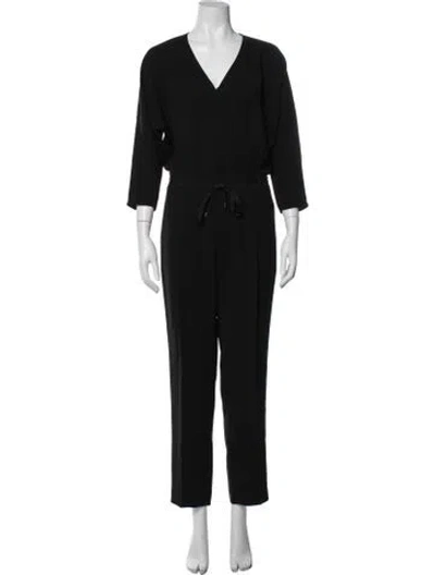 Pre-owned Lafayette 148 Acetate V-neck Jumpsuit In Black