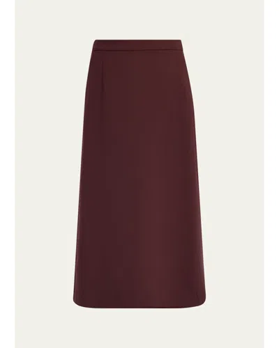 Lafayette 148 A-line Stretch Wool Midi Skirt In Burgundy