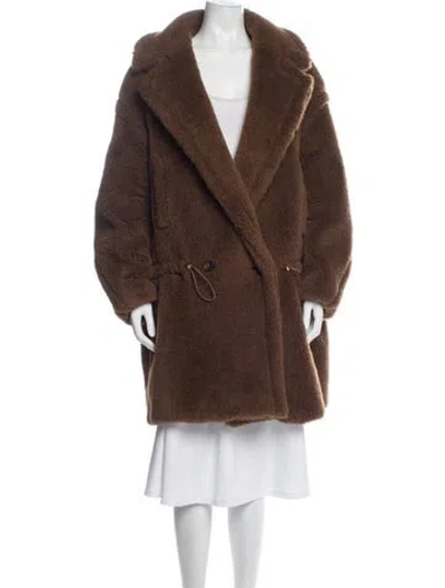 Pre-owned Lafayette 148 Alpaca Faux Fur Coat In Brown
