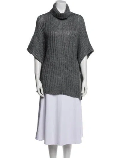 Pre-owned Lafayette 148 Alpaca Turtleneck Sweater In Blue