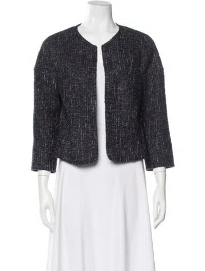 Pre-owned Lafayette 148 Alpaca Tweed Pattern Evening Jacket In Purple