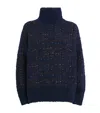 Lafayette 148 Alpaca-blend Boucle Turtleneck Sweater In Blue