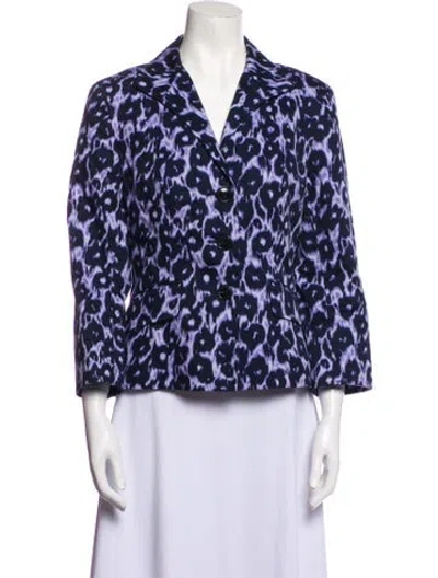 Pre-owned Lafayette 148 Animal Print Blazer In Black