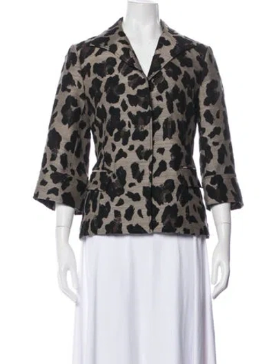 Pre-owned Lafayette 148 Animal Print Blazer In Black