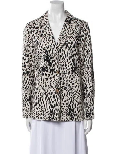 Pre-owned Lafayette 148 Animal Print Blazer In Neutral