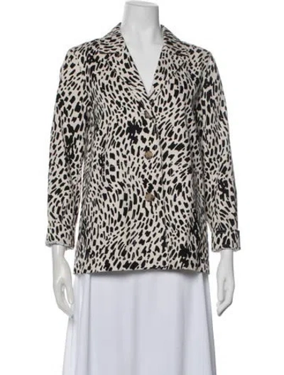 Pre-owned Lafayette 148 Animal Print Blazer In Neutral