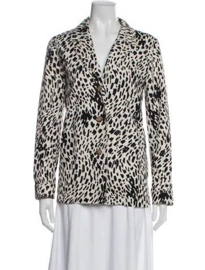 Pre-owned Lafayette 148 Animal Print Blazer In Neutral