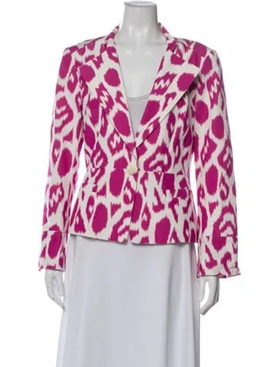 Pre-owned Lafayette 148 Animal Print Coat In Pink