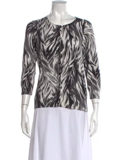 Pre-owned Lafayette 148 Animal Print Crew Neck Sweater In Multi