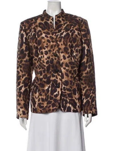Pre-owned Lafayette 148 Animal Print Evening Jacket In Brown