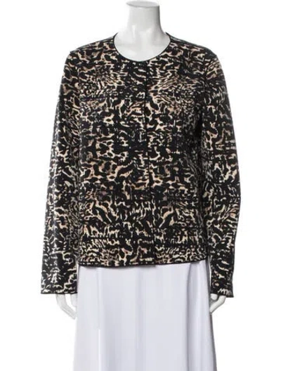 Pre-owned Lafayette 148 Animal Print Jacket In Black