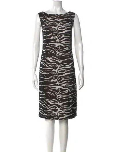 Pre-owned Lafayette 148 Animal Print Knee-length Dress In Black