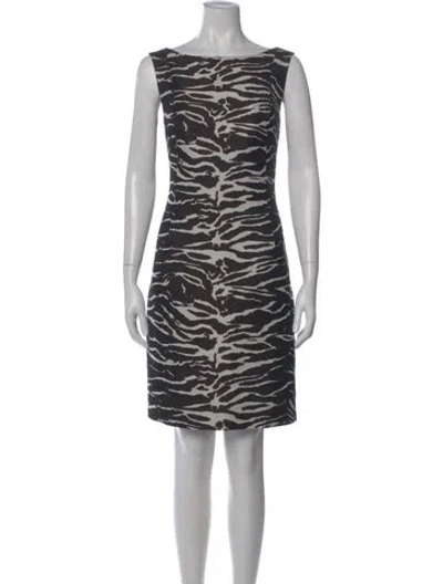 Pre-owned Lafayette 148 Animal Print Knee-length Dress In Black
