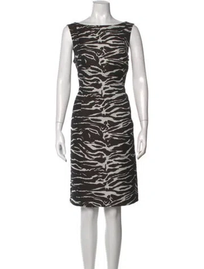 Pre-owned Lafayette 148 Animal Print Knee-length Dress In Black